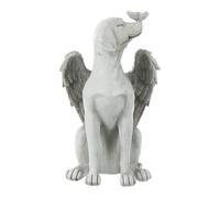 Tofficu Estatua Conmemorativa de Perro Ángel de Resina Acabado Resistente a Rayos UV, Figura de Piedra Triturada, Tamaño Mediano, para Jardín Exterior, Homenaje para Mascotas Perdidas,