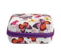 Tofficu Estuche de Viaje para Aceites Esenciales 12 Compartimentos, Bolsa de Almacenamiento Portátil Cremallera Púrpura, Diseño Estampado de Mariposas Claras, Resistente y