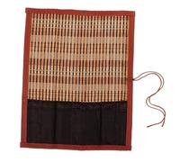 Tofficu Estuche Enrollable para Lápices y Pinceles De Bambú Vintage, para Artistas, Color Natural, Material Artesanal, Tamaño 33 Cm, Portátil, Adecuado para Dibujo y Caligrafía, Uso Escolar y Viajes