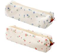 Tofficu Estuche para Lápices Floral Pequeño 2 Piezas, Cremallera Resistente, Bolsos Livianos para Niñas y Adultos, Organizador Portátil para Escuela y Dibujo Al Aire Libre