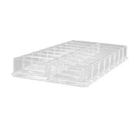 Tofficu Expositor de cosméticos acrílico transparente con 16 rejillas para organización de maquillaje y almacenamiento separado, ideal para profesionales y usuarios de polvos prensados