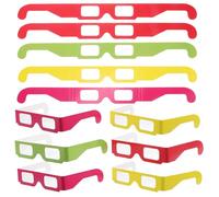 Tofficu Gafas 3D de Difracción Caleidoscópicas 20 Piezas (Rojo, Amarillo, Verde, Rosa) Efecto Corazón para Conciertos, Festivales y Fiestas Luces, Diseño Plegable y Colores Vibrantes