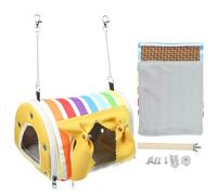Tofficu Hamaca Colgante para Loros Pequeña Arcoíris Amarilla, Cama y Nido Transpirable para Pájaros Enjaulados, Cabaña Cálida para Dormir y Jugar en Jaulas de Aves Pequeñas