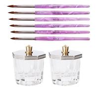 Tofficu Juego 10 Pcs Arte de Uñas con 2 Tapas Octogonales Acrílicas Transparentes, 6 Pinceles 3d de Pelo Puro para Pintar Uñas, Herramienta Profesional para Manicura y Diseño DIY