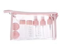 Tofficu Juego de 11 Botellas Rellenables para Viaje, Envases de Cosméticos de Pet Rosa, Kit Compacto para Champú, Loción y Gel, Organizador Ligero y Práctico para Cuidado Personal