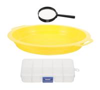 Tofficu Juego de Cedazo de Plástico Amarillo Bandera de Tamizado Resistente y Multiusos con Lupa , Bandeja de Tamizado Resistente y Multiusos para Clasificar Oro para Adecuado para