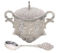 Tofficu Juego de Tarro para Condimentos Tapa y Cuchara, Diseño Clásico, Aleación de Zinc, Azucarero para Cocina, Contenedor de Azúcar y Especias, Útil para Almacenamiento Doméstico