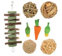 Tofficu Juguetes de Madera para Masticar 8piezas para Pequeños Animales como Hámsteres y Conejos, Diseño Divertido para Mantener Activos y Cuidar Sus Dientes