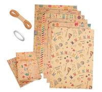 Tofficu Kit De Papel De Envolver 6 Hojas Cinta De Embalar Pegatinas 50x70cm Papel Kraft