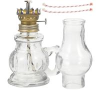 Tofficu Lámpara de Aceite Antigua Regulador de Llama Metálico y Chimenea de Vidrio para Iluminación en Salones y Casas