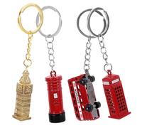 Tofficu Llaveros Creativos de Aleación Diseño de Autobús Británico para Bolso, 4 Piezas Elementos Vintage para Decoración y Manualidades
