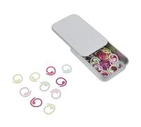 Tofficu Marcadores de Puntos de Crochet Metálicos Extraíbles 51 Piezas con Caja de Almacenamiento Metálica, Anillos en Espiral de Colores para Labores de Tejido y Manualidades