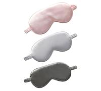 Tofficu Máscara para Dormir Doble Faz de Seda Artificial Transpirable, 3 Piezas (rosa 23, Plata y Gris Negocios), Antifaz Elástico para Ojos, Cubre Completamente la Luz, Adecuado