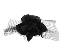 Tofficu Mini Sombrero de Copa Negro Pinza para Pelo con Adorno Floral de Tela para Mujer, Estilo Punk y Elegante, Adecuado para Fiestas y Uso Casual