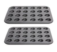 Tofficu Molde para Hornear Muffins Antiadherente de Acero al Carbono Grueso, 24 Cavidades Mini para Cupcakes, Reutilizable y Práctico para Repostería Casera