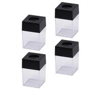 Tofficu Organizador Magnético de Clips de Papel Transparente, Caja de Almacenamiento para Oficina, 4 Unidades Compactas para Sujetar Chinchetas y Clips Metálicos, Accesorios Escritorio