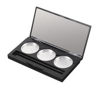 Tofficu Paleta de Sombras de Ojos Vacía Rectangular Mate Negra, 3 Compartimentos Ranura para Pinceles, Aluminio Resistente, Organizador Compacto para Maquillaje de Viaje y Rubor