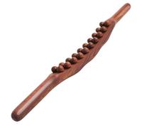 Tofficu Palo de Masaje de Madera Maciza Rodillo Muscular de 20 Cuentas Varilla de Masaje Corporal para Espalda y Manos Raspador para Salón de Belleza y Uso Doméstico Color Marrón Oscuro