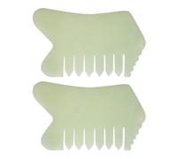Tofficu Peines de Masaje de Jade Natural Cabello 2piezas, Herramienta Portátil para Masaje de Cuero Cabelludo Material Sintético Adecuado para Uso Facial y Corporal
