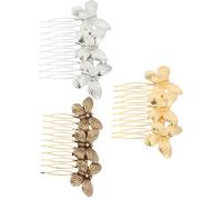 Tofficu Peinetas Vintage Cabello 3 Piezas en Colores Dorado, Plateado y Bronce Antiguo, Accesorios Laterales para Boda y Fiestas, Tocados Decorativos para Mujer Elegante