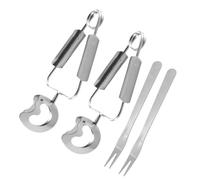 Tofficu Pinzas para Caracoles y Mariscos de Acero Inoxidable Tenedores, Set de 4 Piezas (2 Pinzas 2 Tenedores) Resorte, Multifuncionales para Cocina, Ensaladas y Repostería, Aptas