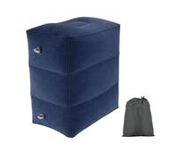 Tofficu Reposapiés Inflable Plegable Ajustable de 3 Niveles, Cojín de PVC Flocado Azul Oscuro para Viaje y Oficina, Almohada Portátil para Mejorar Circulación y Aliviar Dolor de Espalda