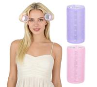 Tofficu Rulos para Rizar el Flequillo 2 Piezas Grandes Núcleo de Aluminio, Rizador Manual sin Calor para Cabello Corto y Largo, Voluminizador Natural, Accesorios para Peinado Diario