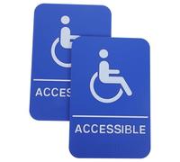 Tofficu Señal de Accesibilidad para Personas Discapacidad 2 Piezas, Plástico Resistente Azul y 23 X 15 Cm Braille, Adhesivo para Estacionamiento y Entrada Accesible en Interiores
