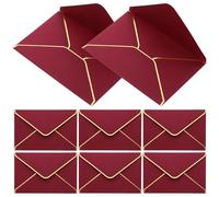 Tofficu Sobres Pequeños para Invitaciones de Boda y Tarjetas de Despedida de Soltera, 50 Piezas en Color Burdeos Sello Dorado, Ideales para Ceremonias y Fiestas