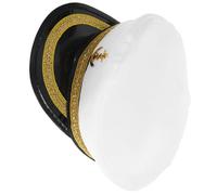 Tofficu Sombrero de Capitán Blanco para Hombre, Gorra Marinero Cinta Dorada Bordada, Accesorio para Disfraz, Fiesta y Cosplay, Gorra Náutica de Poliéster para Verano y Navegación