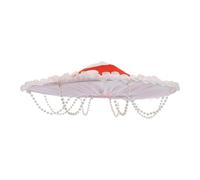 Tofficu Sombrero Seta para Fiesta con Cadena de Perlas Estilo Medieval Vintage Color Naranja para Disfraces y Eventos Especiales