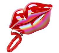 Tofficu Teléfono Fijo Cable De Labios Rojos Pequeño, Decoración Creativa De Escritorio, Material Ecológico y Señal Estable Para Oficina y Hogar