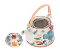 Tofficu Tetera de Cerámica Resistente al Calor Colador Integrado, Capacidad Grande, Diseño Vintage Asa Ergonómica, Adecuado para Infusión de Té en Casa y Oficina, Jarra para Té