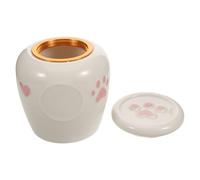 Tofficu Urna para Mascotas Pequeña de Cerámica 600 Ml, Contenedor Sellado Resistente Humedad para Cenizas de Perros y Gatos, Urna con Diseño de Huellas y Corazones Adecuado para Memorial