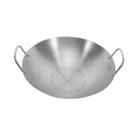Tofficu Wok de Acero Inoxidable Fondo Redondo y Doble Asa Resistente al Calor, Sartén Grande de 28 CM para Uso en Cocinas de Inducción y Preparación Doméstica