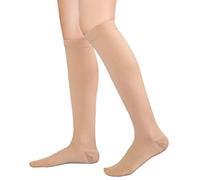 TOFLY Calcetines de compresión, graduados a 20-30mmHg para hombres y mujeres, opacos, medias de compresión a la altura de las rodillas con soporte firme ideales para embarazo y maternidad, Beige S
