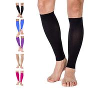 TOFLY - Manga de compresión para pantorrilla, 1 par, calcetines de compresión de piernas 20-30 mmHg para deportes, correr, ciclismo, viajes, Hombre, color negro, tamaño 5X-Large: 22" - 25" calf