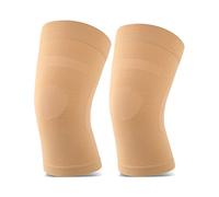 TOFLY Mangas para rodillas de compresión, 1 par rodillera de compresión para hombres y mujeres, mangas de compresión para rodillas con soporte para aliviar dolores generales, dolores de, Beige XXL