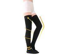 TOFLY Medias de compresión de muslo alto, opacas, apoyo firme 20-30 mmHg Gradiente de compresión con banda de silicona, medias de compresión de punta cerrada, tratamiento de hinchazón, varices venas