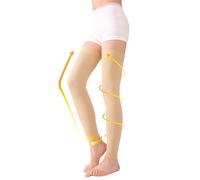 TOFLY Muslo alto mangas de compresión, compresión de gradiente de 20-30 mmHg con banda de silicona, medias de compresion clase 2, opacas, calcetines de compresión, hinchazón del tratamiento, Beige L