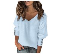 TOFOTL Blusas De Mujer Jerseys Camiseta Jersey Fino Manga Larga Top Negro Fiesta Roupas Femininas Algodon Interior Camisa per Parkas Camisetas Manga Larga Mujer +Anchos Azul Cielo M