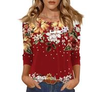 TOFOTL Camisa Tejana Mujer Camisola Natal Familia Roupas Femininas Camisetas Basica Camiseta Negra Ropa Sudadera Navideña Jersey Otoño 2025 Tallas Grandes Sexy Ropa Hippie Mujer Vino XL