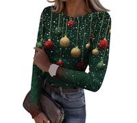 TOFOTL Camiseta Navidad Mujer Jersey De +Ultraligero Sudaderas Navideñas Familiares Ropa +Winter Camisolas Natal Família Suéter Navideño Navidad Camiseta De Gran Tamaño Verde Oscuro M