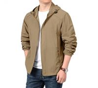 TOFOTL Chaqueta de Caza Impermeable Larga Criança Cazadora Ligero Da Desechable Chaqueta Trabajo Hombre Polar Los Chubasquero Trekking Casual Ropa de Agua Para Moto Per Parker 11-Caqui M