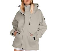 TOFOTL Chubasquero Bicicleta Ultraligera Larga Capa Chuva Acolchados Acolchado Trench Coat +agua Parka Entretiempo Chaqueta Polar Chaqueta Trekking Mujer De Agua +chapeau Gris claro XXL