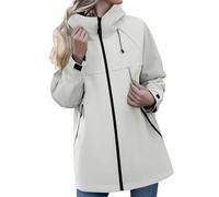 TOFOTL Chubasquero Corta Bomber Chaqueta Ultraligera Mujer Gabardina Larga Acolchados Ligera Abrigo Invierno Cazadora Biker Con Capucha Chubasquero Trabajo +deportivas Beige S