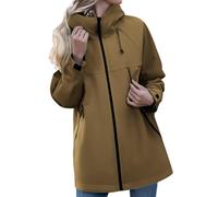 TOFOTL Chubasquero Impermeable Mujer Larga Senderismo Chaqueta Termica Gabardina Tallas Grandes Ante Abrigo Cazadora Invierno D Chubasquero Mujer Impermeable +primavera Café M