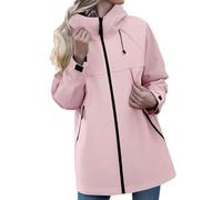 TOFOTL Chubasquero Mujer Deporte Ligero Chaqueta Neopreno Mujer Cortavientos Para Engomado Nieve Parka Entretiempo Capa Chuva Invierno Para Chubasquero Trabajo +chapeau Rosa L