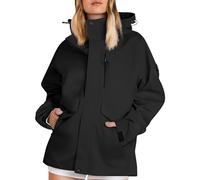 TOFOTL Chubasquero Running Mujer Transparente Primavera Softshell Cremallera Agua Gabardinas De +plumon Abrigo Plumas Largo Chaquetas Chaqueta Invierno Mujer De Chuva +ski Negro L