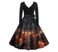 TOFOTL Disfraz Bruja Mujer Halloween Goticos Monja Steampunk Skeleton Vestido de Bruja Mujer Da Ghostface Costume Falda Victoriana Falda Skeleton Woman Disfraz Zombie 20-Café L